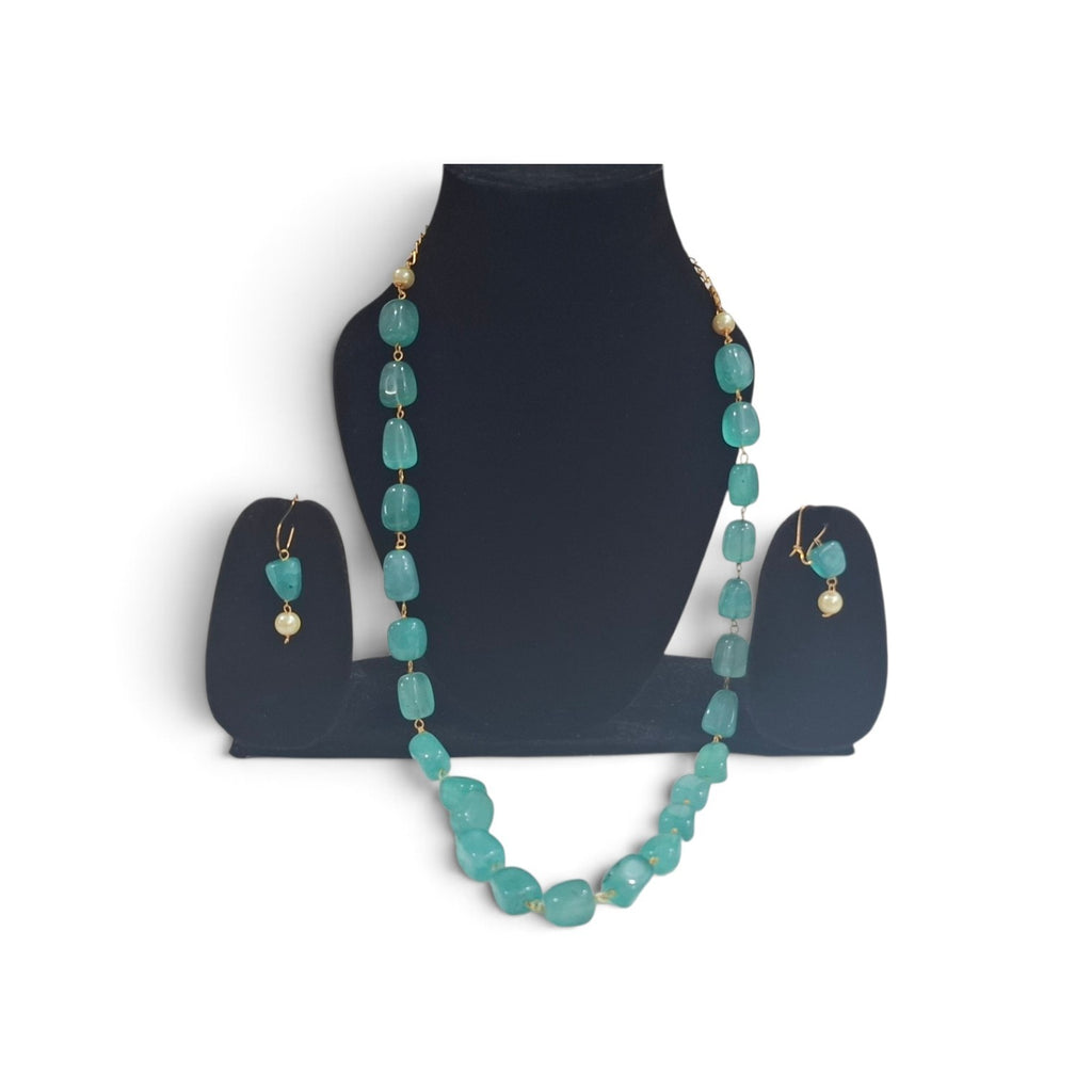 Teal Aura Tumbled Gemstone Necklace Set