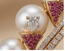 Royal Pearl & Pink Stone Gold-Plated Bangle