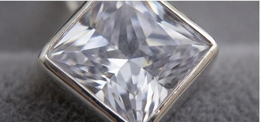 Princess-Cut Cubic Zirconia Silver Solitaire Pendant CZ Diamond Pendant