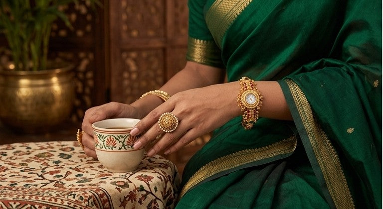 Heritage Kundan-Style Jeweled Bracelet Watch