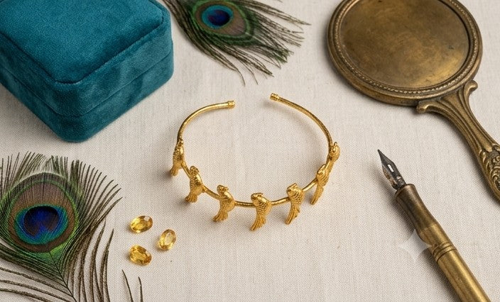 Vintage-Inspired Golden Flock Cuff Bracelet